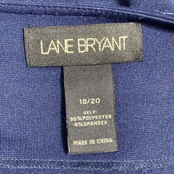 Lane Bryant Dress Women's 18/20 2X Plus Blue White Stitch Silver Hardware V-Neck - Picture 5 of 5